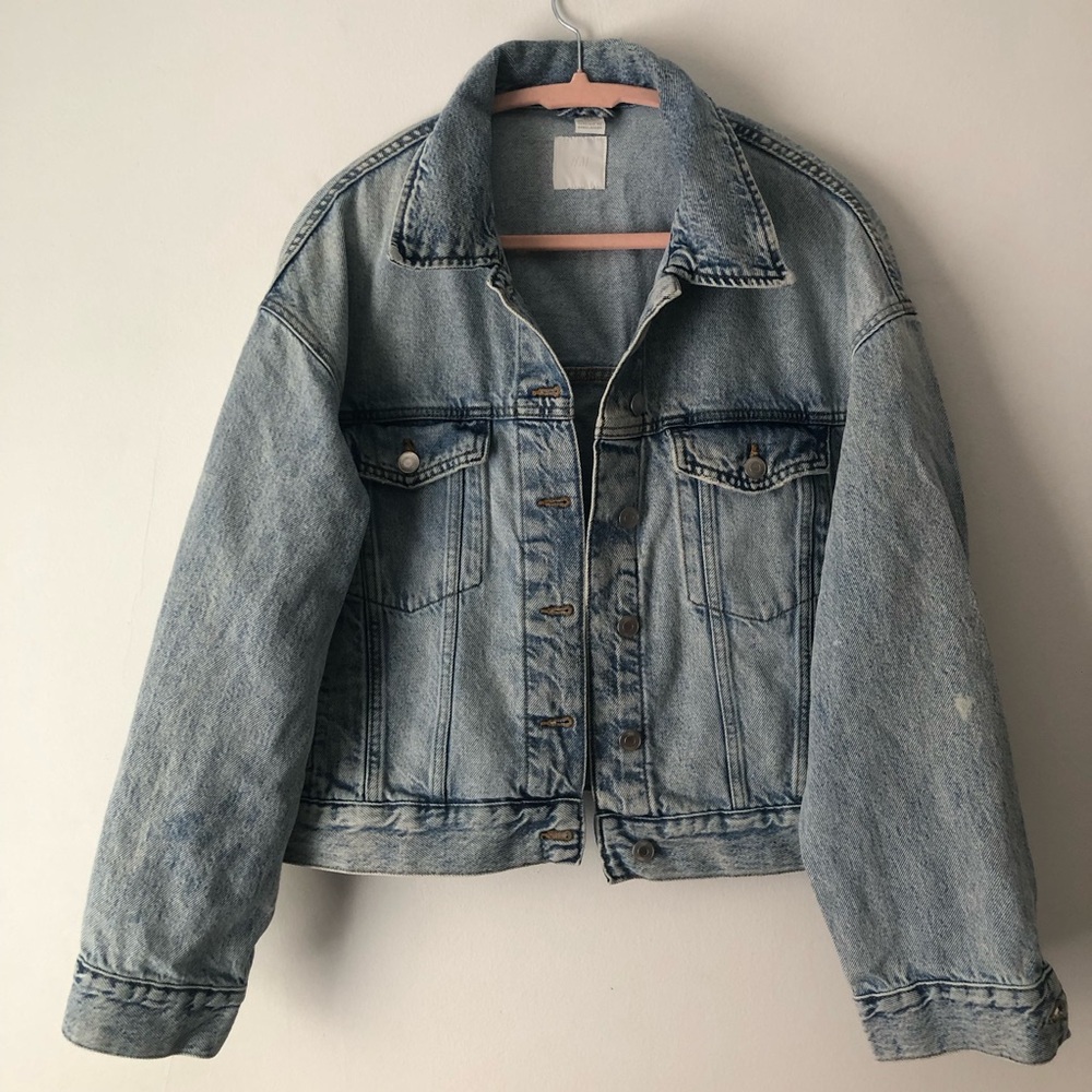 H&M 100% Cotton Light Blue Denim Cropped Jacket